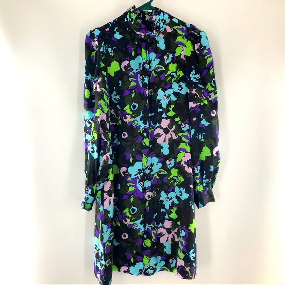 NWT Essentiel Antwerp Wengling Silk Mock Neck Floral Tie Sash Winter 2020 Dress - Picture 4 of 16